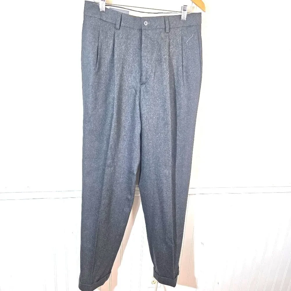 Banana Republic Mens 32L Wool Cashmere Dress Pants Charcoal Pleated